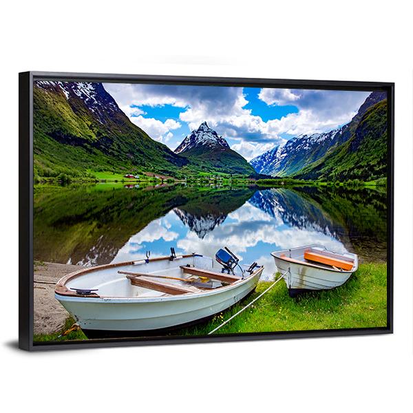 Natural Landscape Of Norway Canvas Wall Art-5 Horizontal-Gallery Wrap-22" x 12"-Tiaracle