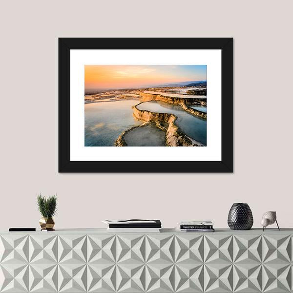 Natural Pools During Sunset Canvas Wall Art-1 Piece-Framed Print-42" x 14"-Tiaracle