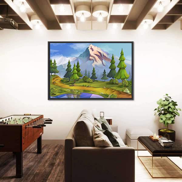 Nature Landscape Illustration Canvas Wall Art-5 Horizontal-Gallery Wrap-22" x 12"-Tiaracle