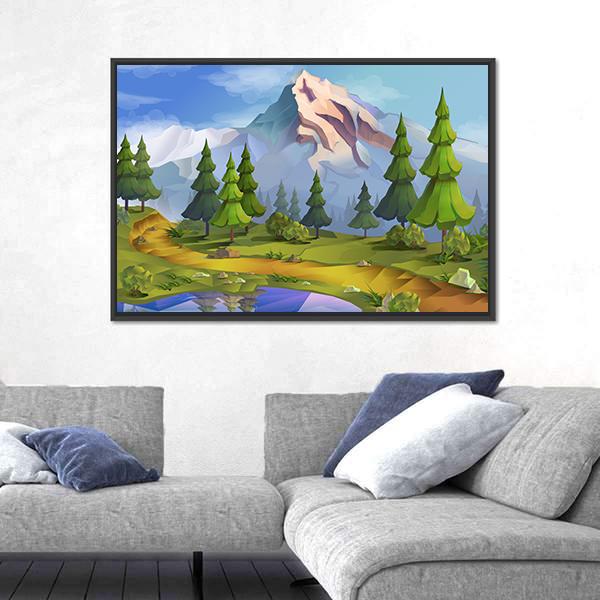 Nature Landscape Illustration Canvas Wall Art-5 Horizontal-Gallery Wrap-22" x 12"-Tiaracle