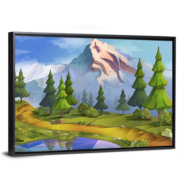 Nature Landscape Illustration Canvas Wall Art-5 Horizontal-Gallery Wrap-22" x 12"-Tiaracle