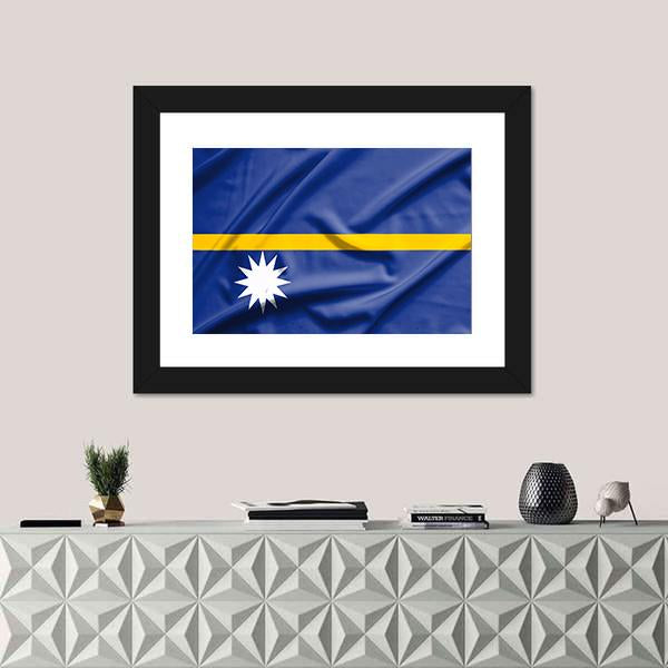 Nauru Flag Canvas Wall Art-1 Piece-Framed Print-20" x 16"-Tiaracle