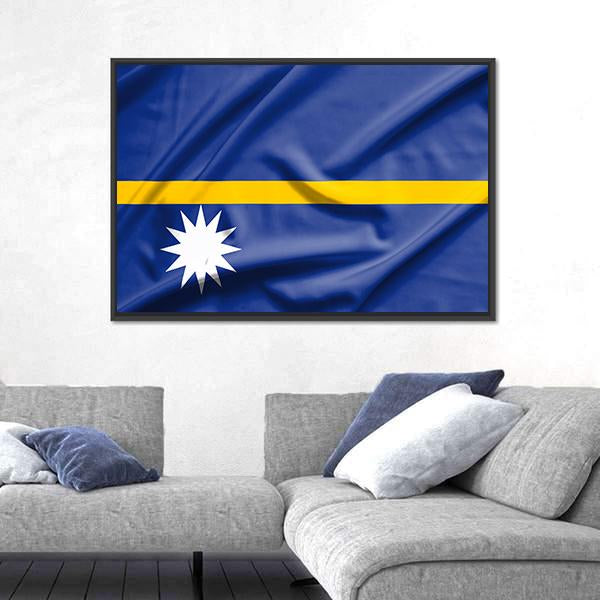 Nauru Flag Canvas Wall Art-5 Horizontal-Gallery Wrap-22" x 12"-Tiaracle