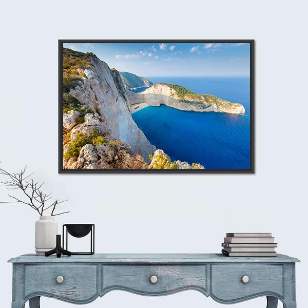 Navagio Beach Canvas Wall Art-1 Piece-Floating Frame-24" x 16"-Tiaracle