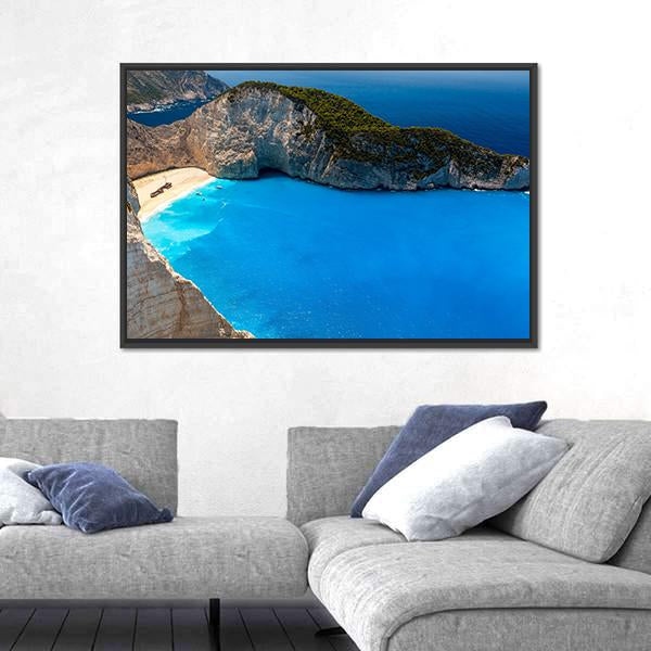 Navagio Beach Canvas Wall Art-5 Horizontal-Gallery Wrap-22" x 12"-Tiaracle