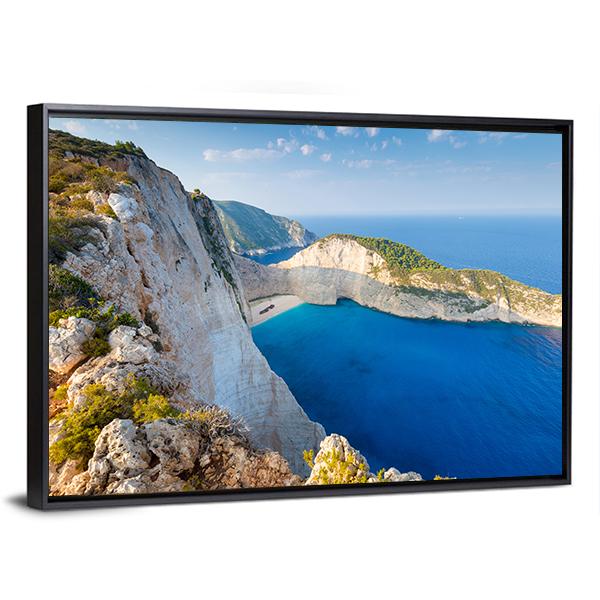 Navagio Beach Canvas Wall Art-5 Horizontal-Gallery Wrap-22" x 12"-Tiaracle