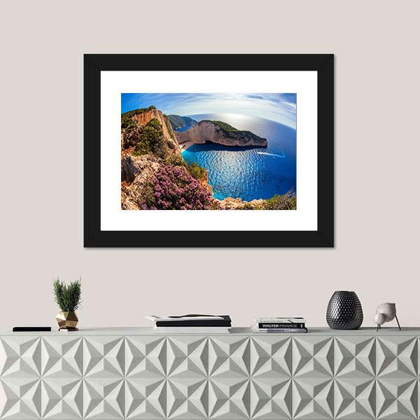 Navagio Beach In Greece Canvas Wall Art-1 Piece-Framed Print-30" x 20"-Tiaracle