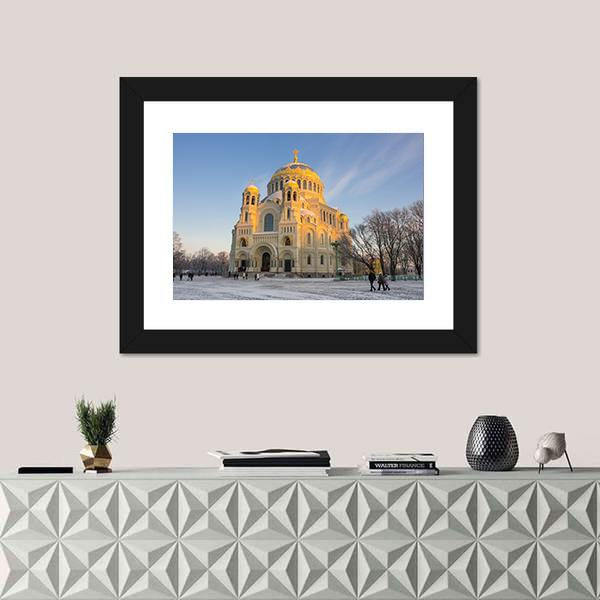 Naval Cathedral Russia Canvas Wall Art-1 Piece-Framed Print-42" x 14"-Tiaracle