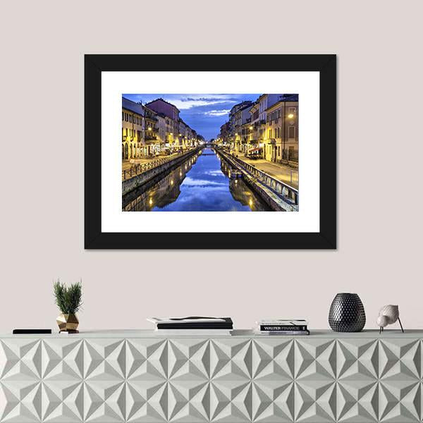 Naviglio Grande Canal Canvas Wall Art-1 Piece-Framed Print-20" x 16"-Tiaracle