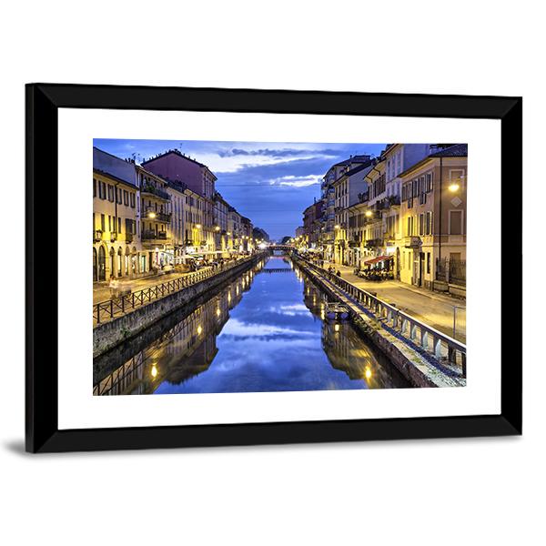 Naviglio Grande Canal Canvas Wall Art-5 Horizontal-Gallery Wrap-22" x 12"-Tiaracle