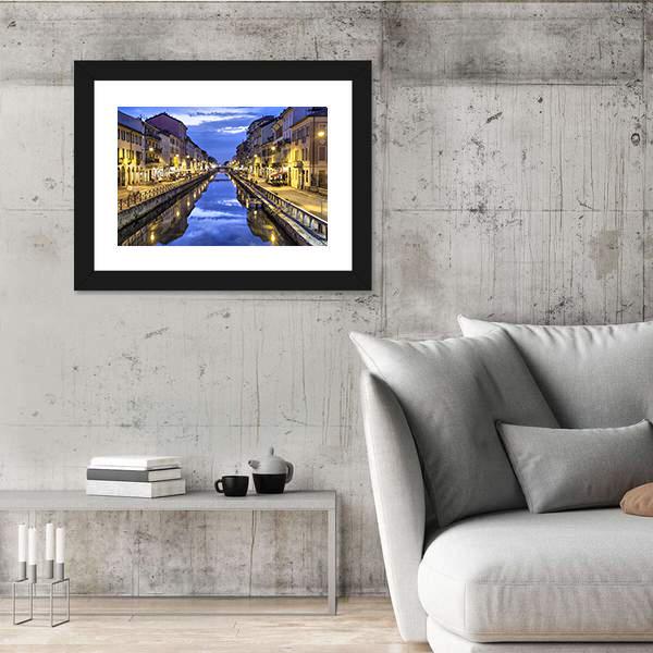 Naviglio Grande Canal Canvas Wall Art-5 Horizontal-Gallery Wrap-22" x 12"-Tiaracle