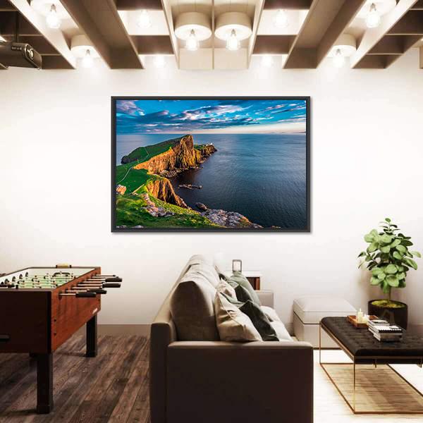 Neist Point Lighthouse In Scotland Canvas Wall Art-5 Horizontal-Gallery Wrap-22" x 12"-Tiaracle
