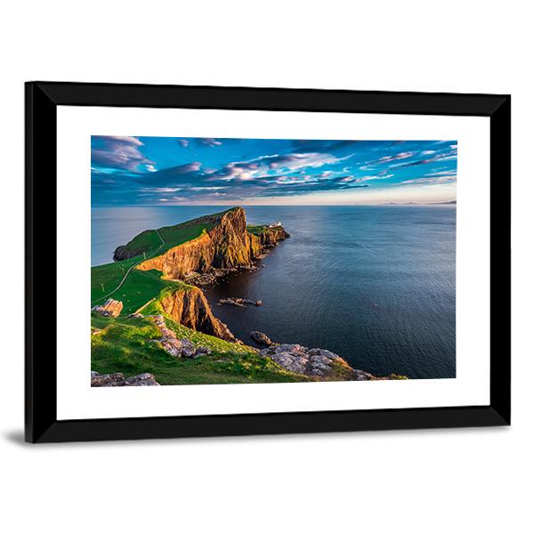 Neist Point Lighthouse In Scotland Canvas Wall Art-5 Horizontal-Gallery Wrap-22" x 12"-Tiaracle