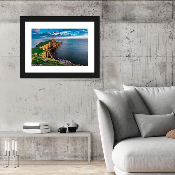 Neist Point Lighthouse In Scotland Canvas Wall Art-5 Horizontal-Gallery Wrap-22" x 12"-Tiaracle
