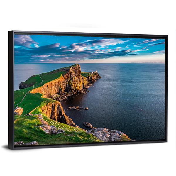 Neist Point Lighthouse In Scotland Canvas Wall Art-5 Horizontal-Gallery Wrap-22" x 12"-Tiaracle