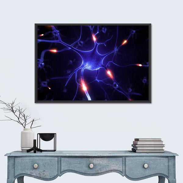 Nerve Cell Illustration Canvas Wall Art-1 Piece-Floating Frame-24" x 16"-Tiaracle