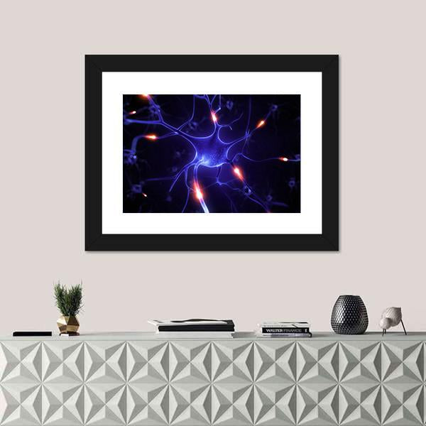 Nerve Cell Illustration Canvas Wall Art-1 Piece-Framed Print-20" x 16"-Tiaracle