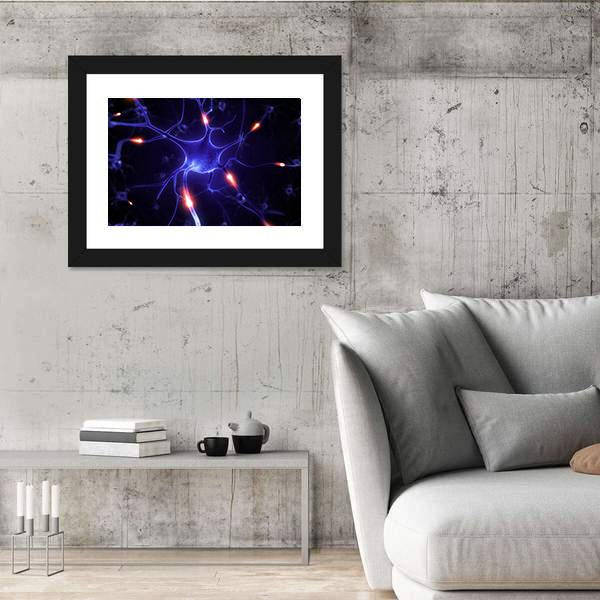 Nerve Cell Illustration Canvas Wall Art-5 Horizontal-Gallery Wrap-22" x 12"-Tiaracle