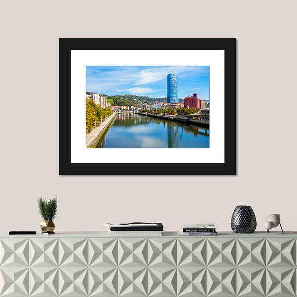 Nervion River Embankment Canvas Wall Art-1 Piece-Framed Print-20" x 16"-Tiaracle