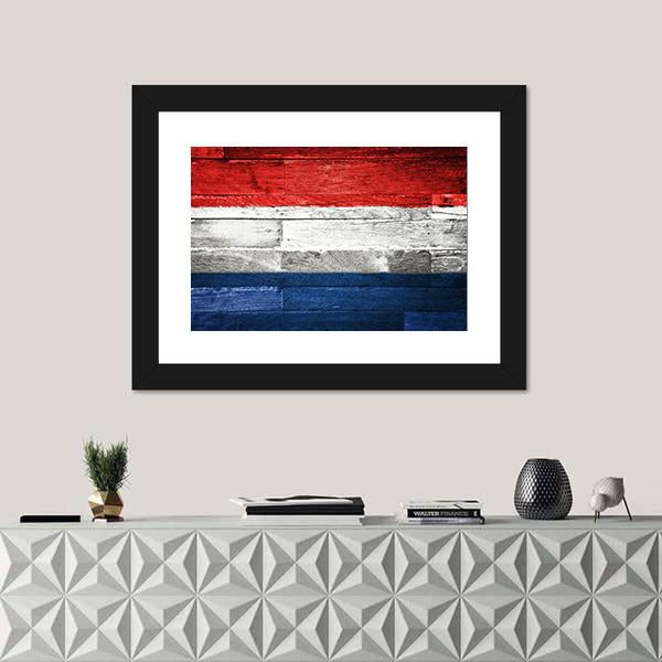 Netherlands Flag On Wood Canvas Wall Art-1 Piece-Framed Print-20" x 16"-Tiaracle