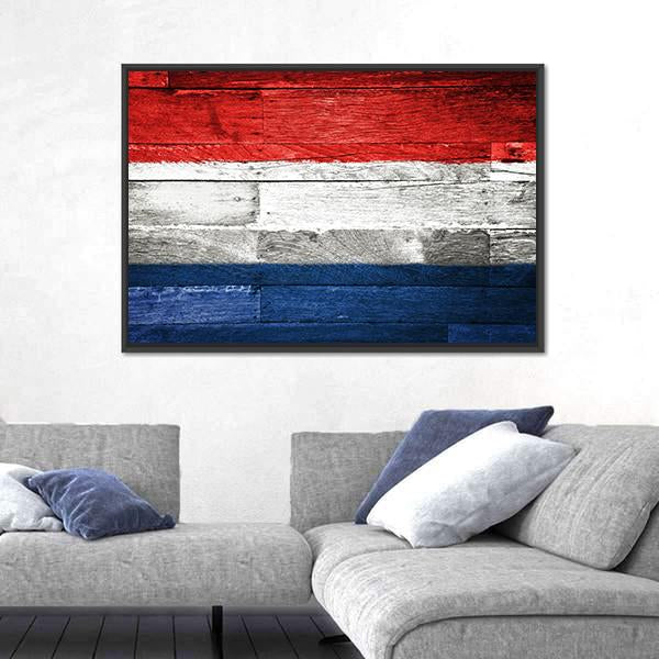 Netherlands Flag On Wood Canvas Wall Art-5 Horizontal-Gallery Wrap-22" x 12"-Tiaracle
