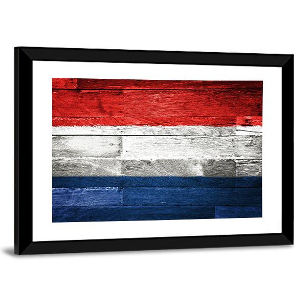 Netherlands Flag On Wood Canvas Wall Art-5 Horizontal-Gallery Wrap-22" x 12"-Tiaracle