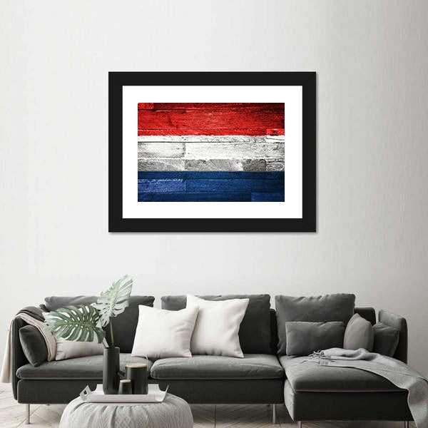 Netherlands Flag On Wood Canvas Wall Art-5 Horizontal-Gallery Wrap-22" x 12"-Tiaracle