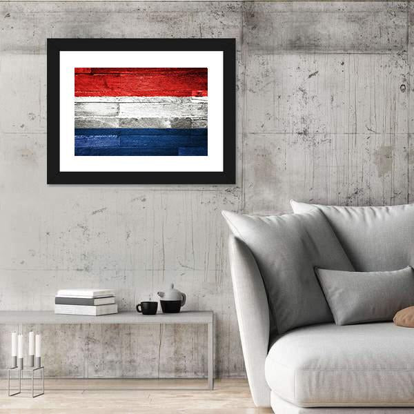 Netherlands Flag On Wood Canvas Wall Art-5 Horizontal-Gallery Wrap-22" x 12"-Tiaracle