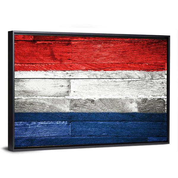 Netherlands Flag On Wood Canvas Wall Art-5 Horizontal-Gallery Wrap-22" x 12"-Tiaracle