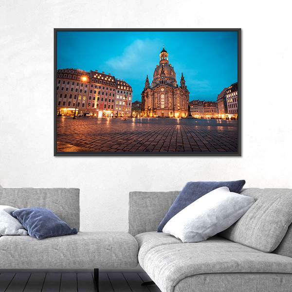 Neumarkt &amp; Frauenkirche Canvas Wall Art-5 Horizontal-Gallery Wrap-22" x 12"-Tiaracle