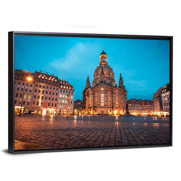 Neumarkt &amp; Frauenkirche Canvas Wall Art-5 Horizontal-Gallery Wrap-22" x 12"-Tiaracle