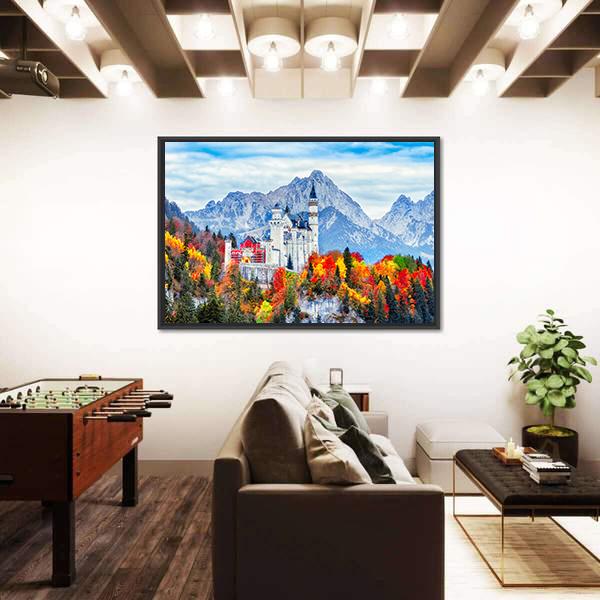 Neuschwanstein Ancient Castle Canvas Wall Art-5 Horizontal-Gallery Wrap-22" x 12"-Tiaracle