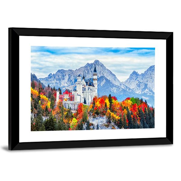 Neuschwanstein Ancient Castle Canvas Wall Art-3 Horizontal-Gallery Wrap-25" x 16"-Tiaracle