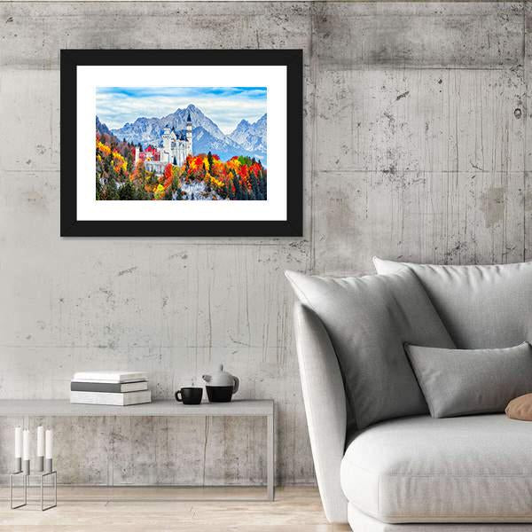 Neuschwanstein Ancient Castle Canvas Wall Art-5 Horizontal-Gallery Wrap-22" x 12"-Tiaracle