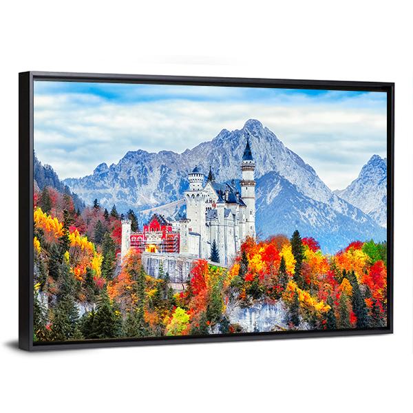 Neuschwanstein Ancient Castle Canvas Wall Art-5 Horizontal-Gallery Wrap-22" x 12"-Tiaracle