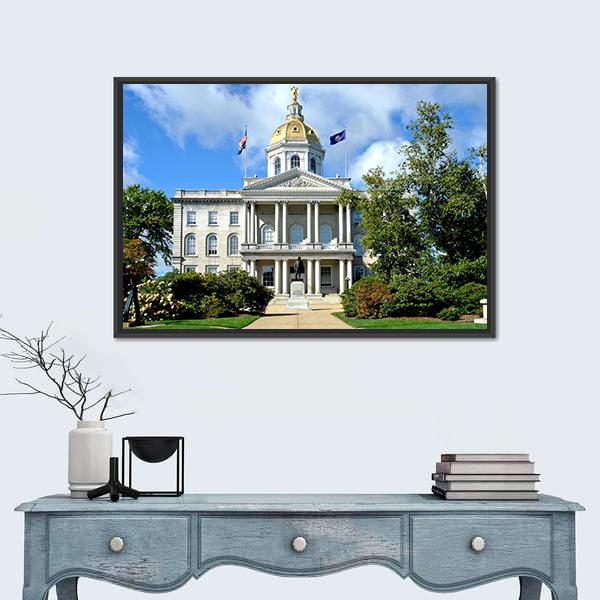 New Hampshire State House Canvas Wall Art-1 Piece-Floating Frame-24" x 16"-Tiaracle