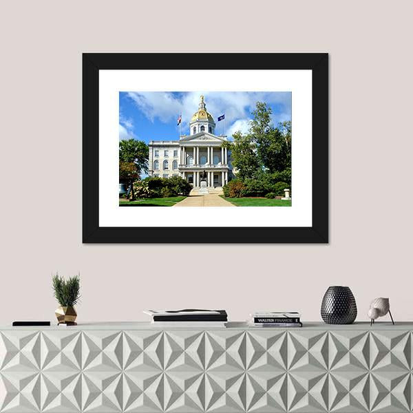 New Hampshire State House Canvas Wall Art-1 Piece-Framed Print-20" x 16"-Tiaracle