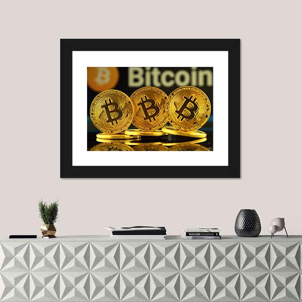 New Virtual Money Bitcoin Canvas Wall Art-1 Piece-Framed Print-20" x 16"-Tiaracle