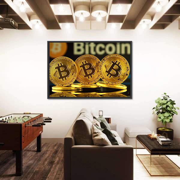New Virtual Money Bitcoin Canvas Wall Art-5 Horizontal-Gallery Wrap-22" x 12"-Tiaracle