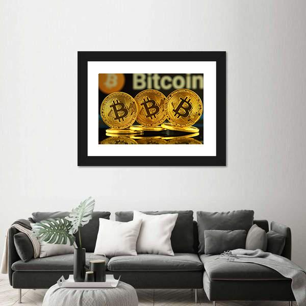 New Virtual Money Bitcoin Canvas Wall Art-5 Horizontal-Gallery Wrap-22" x 12"-Tiaracle