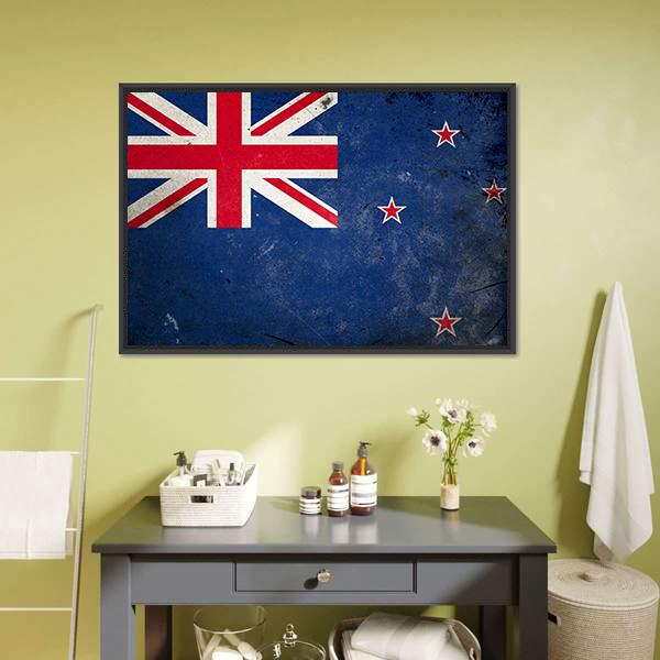 New Zealand Flag Canvas Wall Art-1 Piece-Floating Frame-24" x 16"-Tiaracle