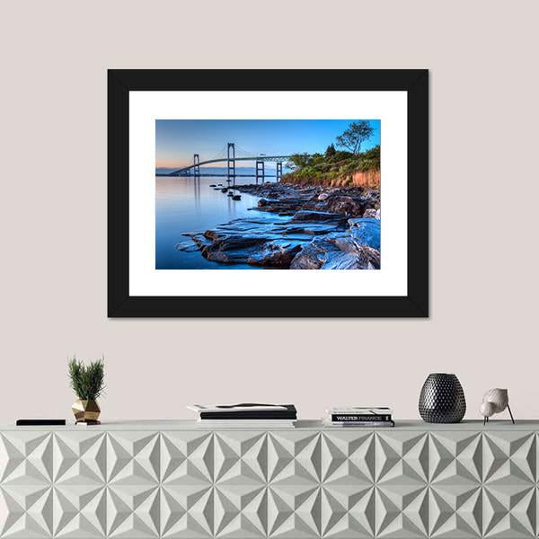 Newport Bridge From Taylor Canvas Wall Art-1 Piece-Framed Print-30" x 20"-Tiaracle
