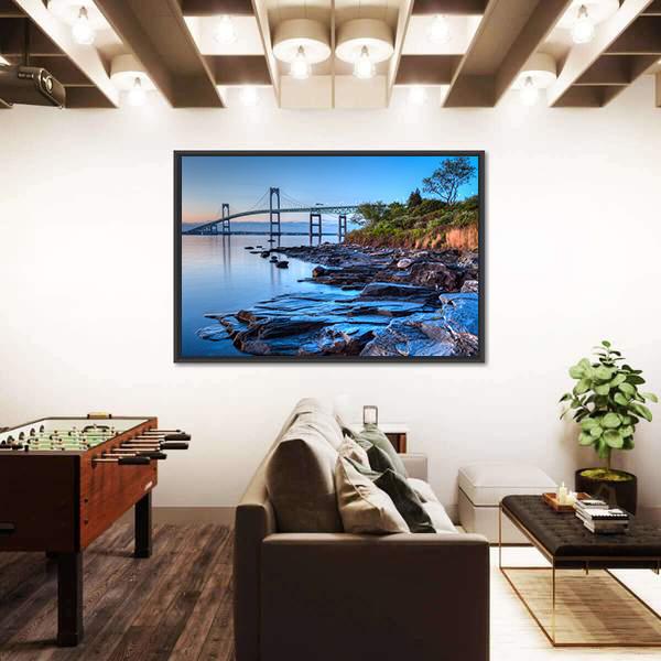 Newport Bridge From Taylor Canvas Wall Art-5 Horizontal-Gallery Wrap-22" x 12"-Tiaracle