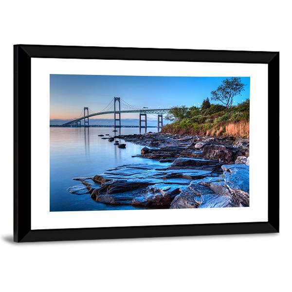Newport Bridge From Taylor Canvas Wall Art-5 Horizontal-Gallery Wrap-22" x 12"-Tiaracle
