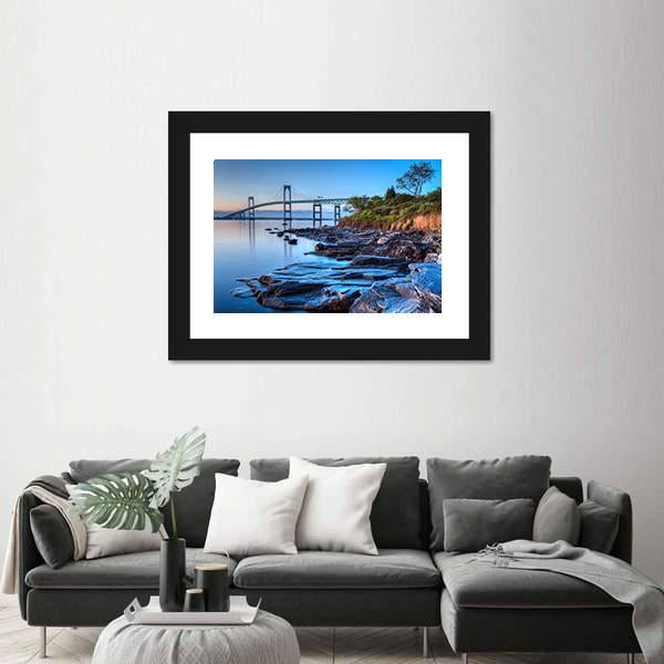 Newport Bridge From Taylor Canvas Wall Art-5 Horizontal-Gallery Wrap-22" x 12"-Tiaracle