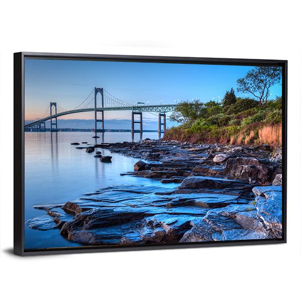 Newport Bridge From Taylor Canvas Wall Art-5 Horizontal-Gallery Wrap-22" x 12"-Tiaracle