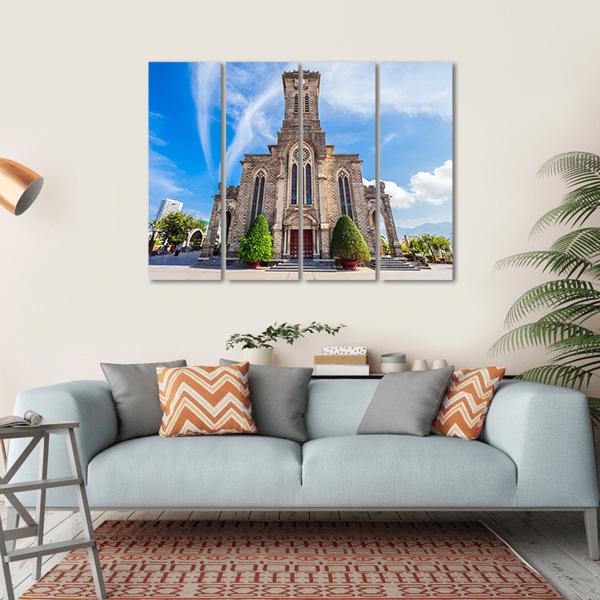 Nha Trang Cathedral Canvas Wall Art-4 Horizontal-Gallery Wrap-34" x 24"-Tiaracle