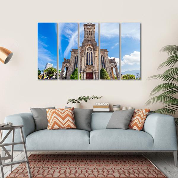 Nha Trang Cathedral Canvas Wall Art-5 Horizontal-Gallery Wrap-22" x 12"-Tiaracle