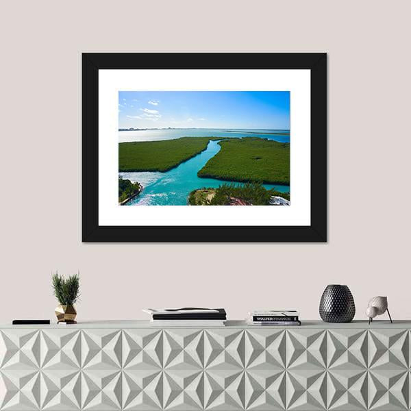 Nichupte Lagoon Mexico Canvas Wall Art-1 Piece-Framed Print-42" x 14"-Tiaracle