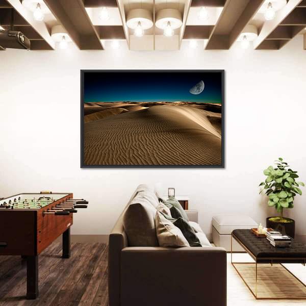 Night In Desert Sand Dune Canvas Wall Art-5 Horizontal-Gallery Wrap-22" x 12"-Tiaracle